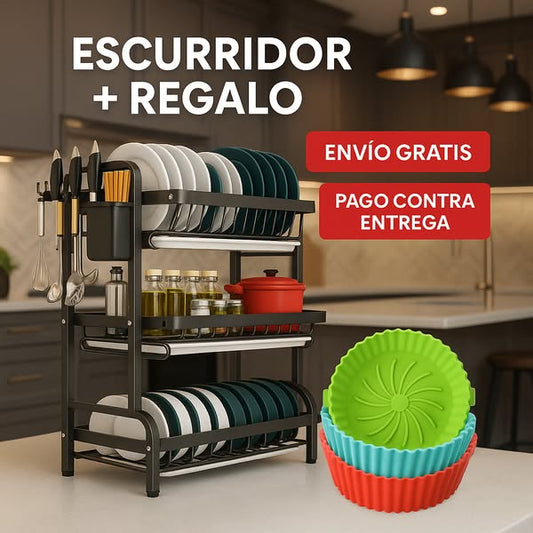 🍽️ Escurridor de Platos Multifuncional Compacto + Regalo
